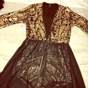 GOLD Low cut romper MAXI dress